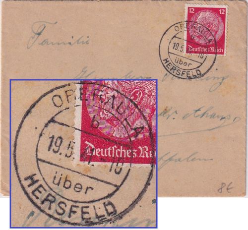 DR - Oberaula ü. Hersfeld Poststelle I Brief n. Alstätte 1941