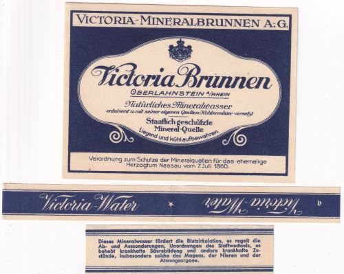 Rheinl.-Pfalz - Oberlahnstein Victoria Brunnen Flaschenetikett 30er-Jahre ?