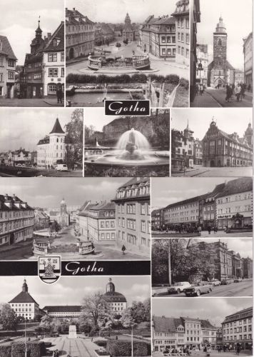 Thüringen - Gotha 2 großformatige sw-Mehrbild-Foto-AK 70/80er-Jahre