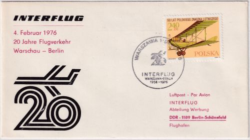 DDR/Polen - Interflug Erstflug Warschau Berlin 1976 Schmukckuvert