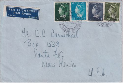 Niederlande - 22 1/2 C, Wilhelmina u.a. Luftpostbrief n. USA Amsterdam 1947