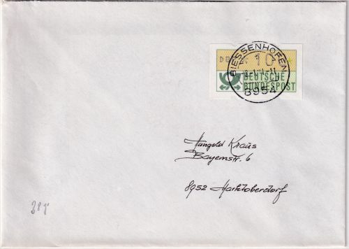 BRD - 100 Pfg. ATM Einzelfrankatur Brief/FDC 21-50g Biessenhofen 2.1.81