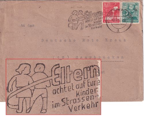 All.Bes. - Dresden 1947 Masch.werbestpl. "Straßenverkehr" Brief n. Saarbrücken