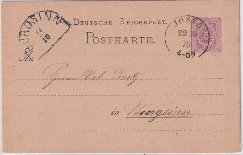 DR - Jossa 22/10 79 K1 5 PfgE. Ganzsache n. Burgsinn (HKS)