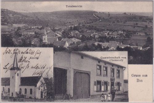 Saarland - Ihn Saar Gastwirtschaft Kirche etc. sw-Mehrbild-AK gelaufen 1913