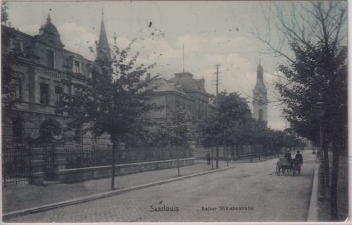 Saarland - Saarlouis Kaiser Wilhelmstraße sw-AK gelaufen 1913