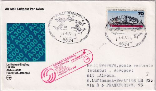 BRD - Wallerfangen 1977 SST 9. Int Fallschrimspringen Zuleitungspost LH-Erstflug