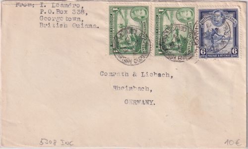 British Guiana - Georgetown 1951 Luftpostbrief n. Rheinbach