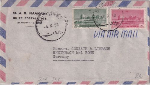 Libanon - Beyrouth 1950 Luftpostbrief n. Rheinbach b. Bonn