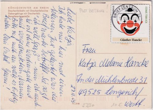 BRD - (56 C.) Europa/Zirkus Postbetrug Karte Königswinter/Briefzentrum 25 2003