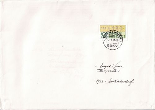 BRD - 120 Pfg. ATM Brief >100g/FDC Unterthingau - Marktoberdorf 2.1.81