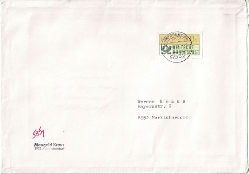 BRD - 280 Pfg. ATM Brief >500g/FDC Marktoberdorf 2.1.81