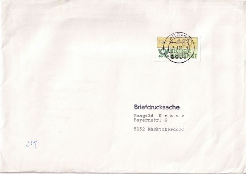 BRD - 80 Pfg. ATM Briefdrucksache bis 50g/FDC Aitrang - Marktoberdorf 2.1.81