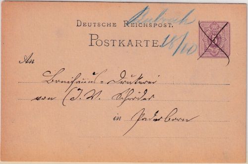 DR - Biebrach 18(10 hds. Aufgabevermerk 5 Pfg. Ganzsache n. Paderborn 1880