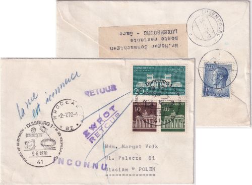 BRD /Postkrieg - 10+20 Pfg. Brandenburger Tor u.a. Luftpostbrief n. POLEN 1970