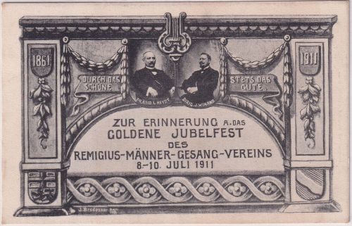 Rheinl.-Pfalz - Linz Remigius-Männer-Gesang-Verein Jubiläum sw-AK gelaufen 1911