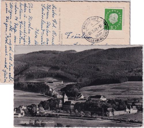 BRD - Grafschaft ü. Schmallenberg Poststelle I Karte n. Gelsenkirchen 1961