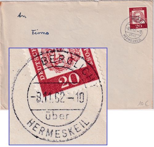 BRD - Berglicht ü. Hermeskeil aptierte Poststelle I Brief n. Ingolstadt 1962