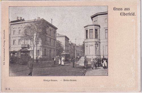 NRW - Elberfeld Königs-Straße Breite Straße Straßenbahn sw-AK ungelaufen ca.1900
