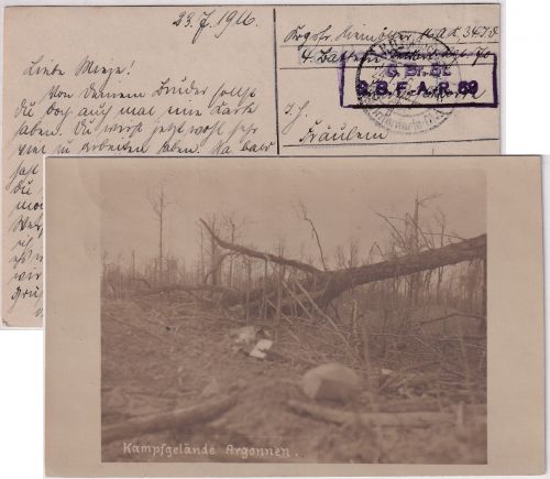 DR - Feldpostkarte 1917 Wilhelm Niemöller (!!) n. Elberfeld - Foto-AK Argonnen