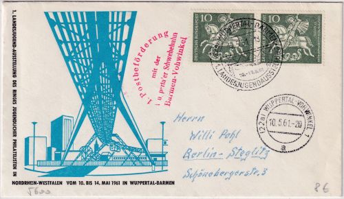 BRD - Wuppertal Schwebebahnpost Schmuckkuvert n. Berlin 1961