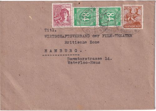 All.Bes./Währungsreform - Wuppertal-Barmen 22.6.48 Brief/Zehnfachtarif n Hamburg