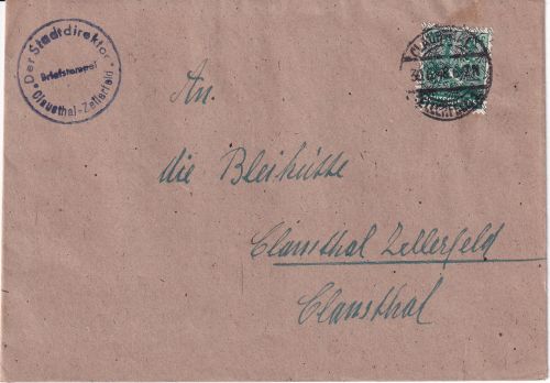 Bizone - 16 Pfg. Arbeiter/Netz Ortsbrief Clausthal-Zellerfeld 30.6.49