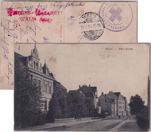 NRW - Wald Sternstraße sw-AK/Feldpost Vereinslazarett gelaufen 1914
