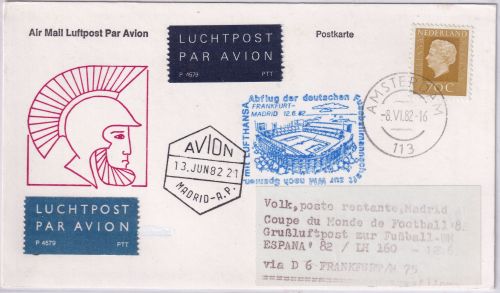 Niederlande - Zuleitungspost LH-Sonderflug der Fussball-WM-Mannschaft ESPANA'82