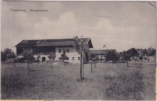 Bayern - Thansau (Rohrdorf) Hauptstraße Bauernhöfe sw-AK gelaufen 1918