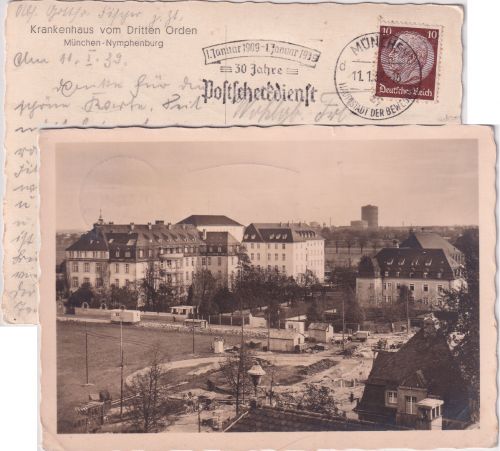 DR - 10 Pfg. Hindenburg Sonderporto Karte n. UNGARN München - Budapest 1938