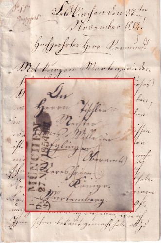 Bayern/Württemberg - München 27. NOV 1854 L2 Portobrief Feldkirchen - Eglingen