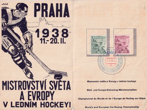 Tschoslowakei - Eishockey Weltmeisterschaft 1938 Faltblatt mit SST Prag