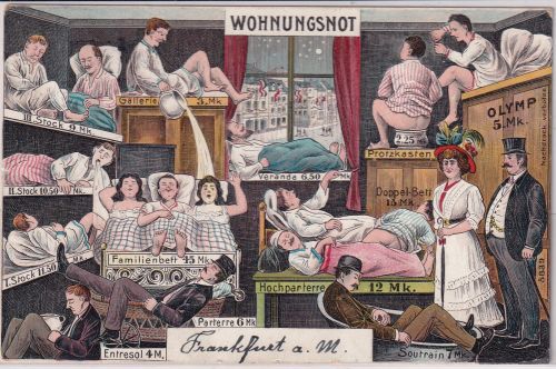 Hessen - Frankfurt a/M. Zeil Zukunftskarte "Wohnungsnot" gelaufen 1908