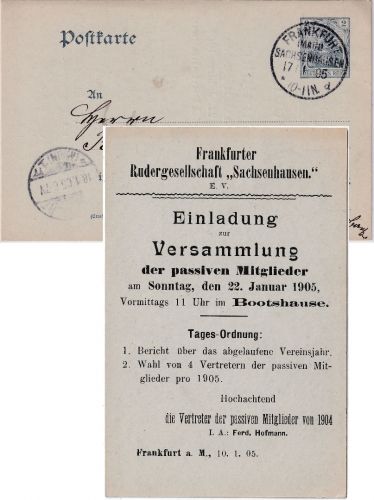 DR - 2 Pfg. Germania Ganzsache priv. Zudruck "Rudergesellschaft Sachsenhausen"