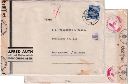 DR - Lüdenscheid 1940 Firmenzensurbrief n. HOLLAND - OKW-Zensur