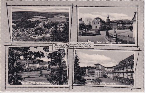 NRW - Berleburg Kurklinik Schloss etc. sw-Mehrbild-Foto-AK gelaufen 1962