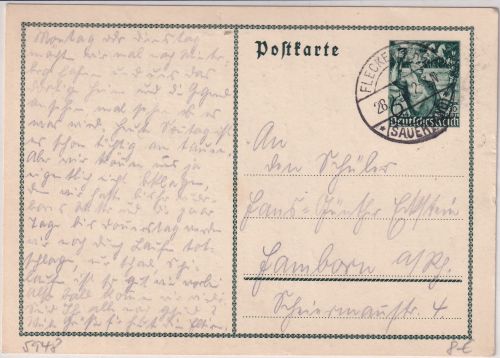 DR - 6 Pfg. Fackelträger Sonderganzsache Fleckenberg (Sauerland) - Hamborn 1938