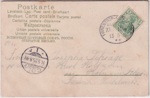 DR - Finnentrop Rothemühle Bahnpost Zug 1414 Karte n. Köln 1905 - Biggetalbahn