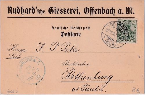 DR - Offenbach (Main) 1900 Firmenkarte Rudhard'sche Giesserei n. Rothenburg