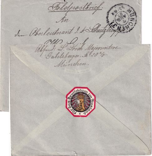 Bayern - München 31 1907 K2 Feldpostbrief n. DEUTSCH-SÜDWESTAFRIKA