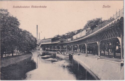 Berlin - Hochbahnstation Möckernbrücke sw-AK ungelaufen ca. 1910