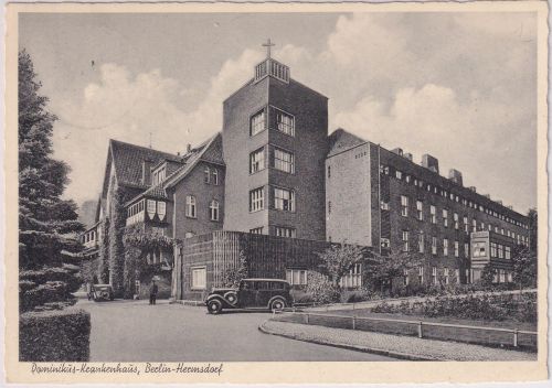 Berlin - Hermsdorf Dominikus-Krankenhaus sw-AK gelaufen 1955