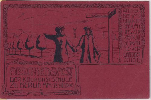 Berlin - Kgl. Kunsthochschule Abschiedsfest 1906 Künstler-AK ungelaufen