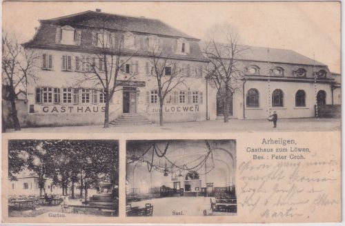 Hessen - Darmstadt Arheilgen Gasthaus z. Löwen sw-Mehrbild-AK gelaufen 1909