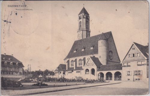 Hessen - Darmstadt Pauluskirche sw-AK gelaufen 1910