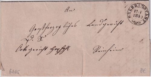 Thurn & Taxis - Oberramstadt 17/1 1859 Zier-K2 Dienstbrief n. Reinheim