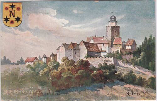 Hessen - Breuberg (Odenw) farb. Künstlerkarte gelaufen 1921