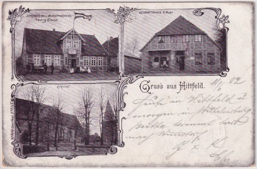 Niedersachsen - Hittfeld Schlachterei geschäftshaus etc. sw-Mehrbild-AK 1902