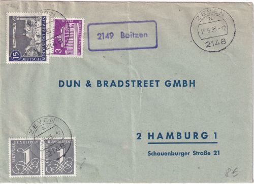 BRD - 2149 Boitzen Poststelle I Ra1 Brief Zeven - Hamburg 1963